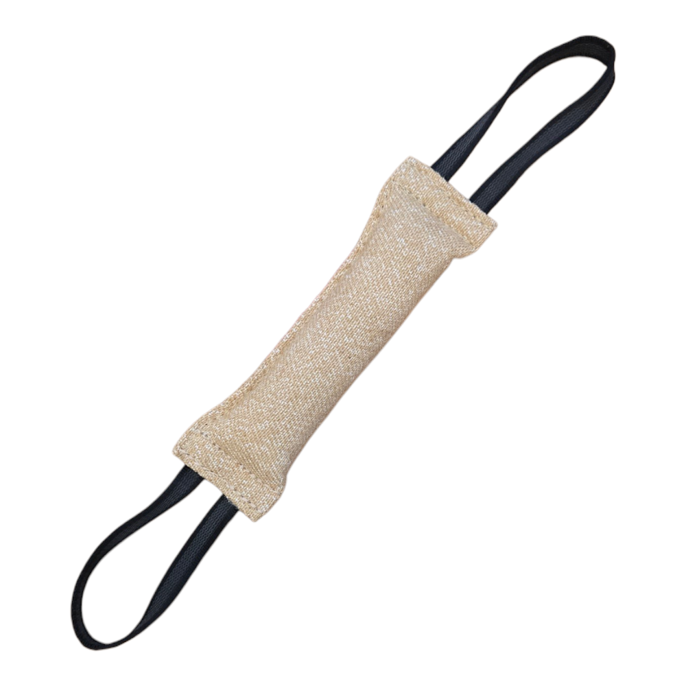 Dog chew toy with a textured handle on a white background