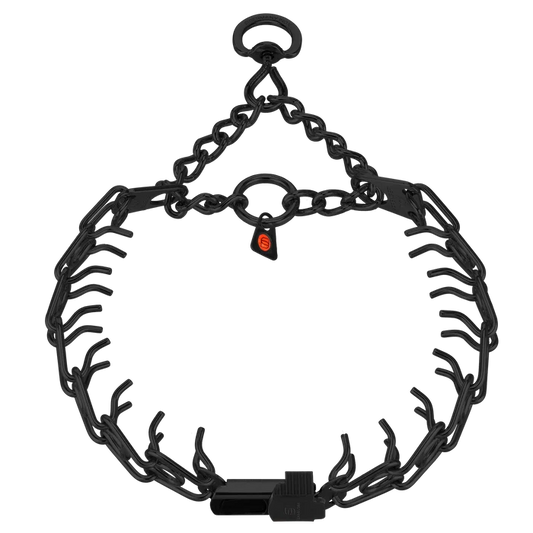 Herm Sprenger 3.0 mm SHORT ULTRA PLUS Prong Collar with ClicLock and Swivel (SHORT VERSION-BLACK STAINLESS STEEL)